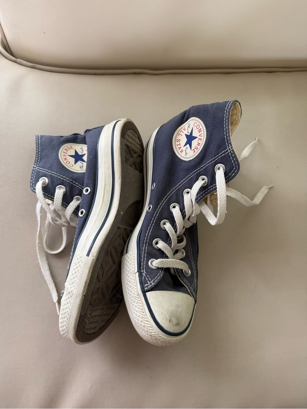Vintage Converse Navy Blue High Top Sneakers with White Laces